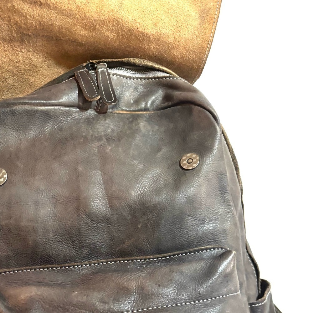 Handmade vintage unisex Classic gray Brown distressed Leather Backpack - Picture 6 of 10